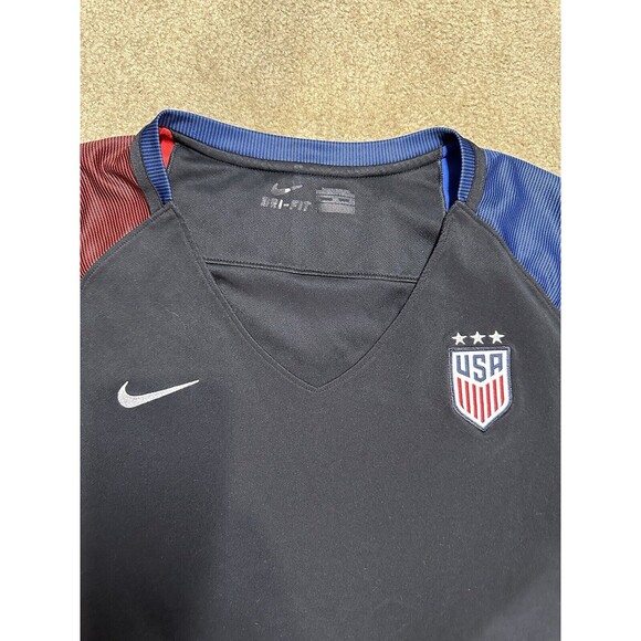 NIKE Authentic Dri Fit USA Women's 2016 Soccer Jersey Sz S Black Red Blue - Picture 2 of 4